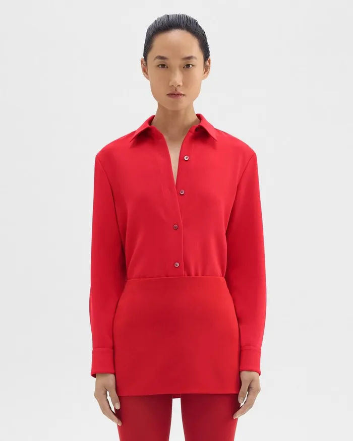 Women Skirts Theory Slice Mini Skirt In Admiral Crepe Geranium