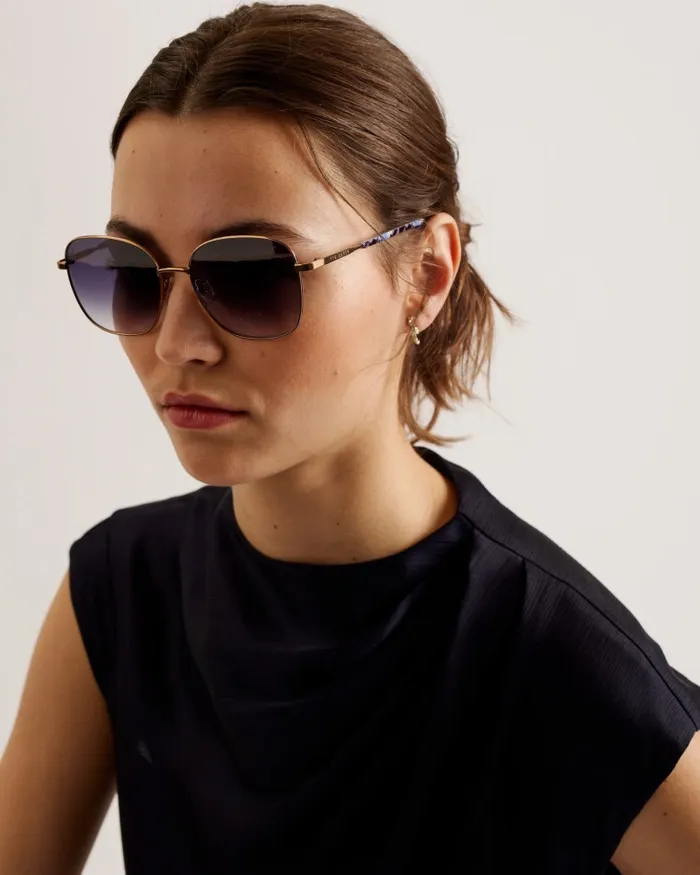 Women SKYLAHR 8211 Large Square Metal Frame Sunglasses Gold Colour Ted Baker Sunglasses Women SKYLAHR 8211 Large Square Metal Frame Sunglasses Gold Colour Ted Baker Sunglasses
