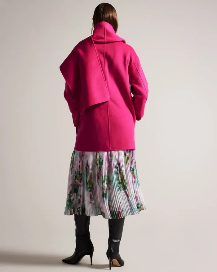 Women SKYLORR 8211 Scarf Detail Coat Bright Pink Ted Baker Coats and Jackets Women SKYLORR 8211 Scarf Detail Coat Bright Pink Ted Baker Coats and Jackets