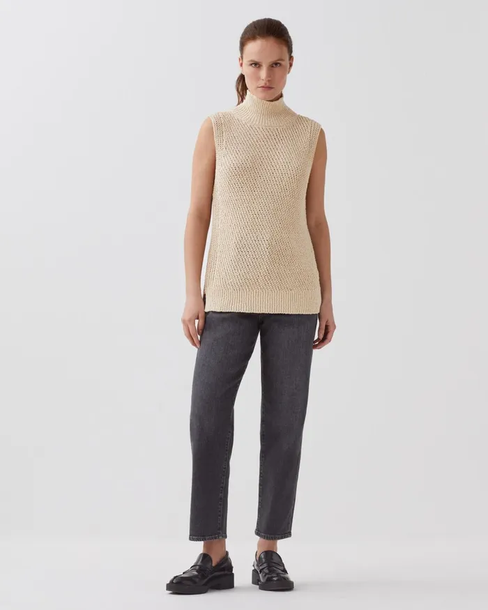 Women Sleeveless Jumper Oyester Gray Comptoir Des Cotonniers Knit