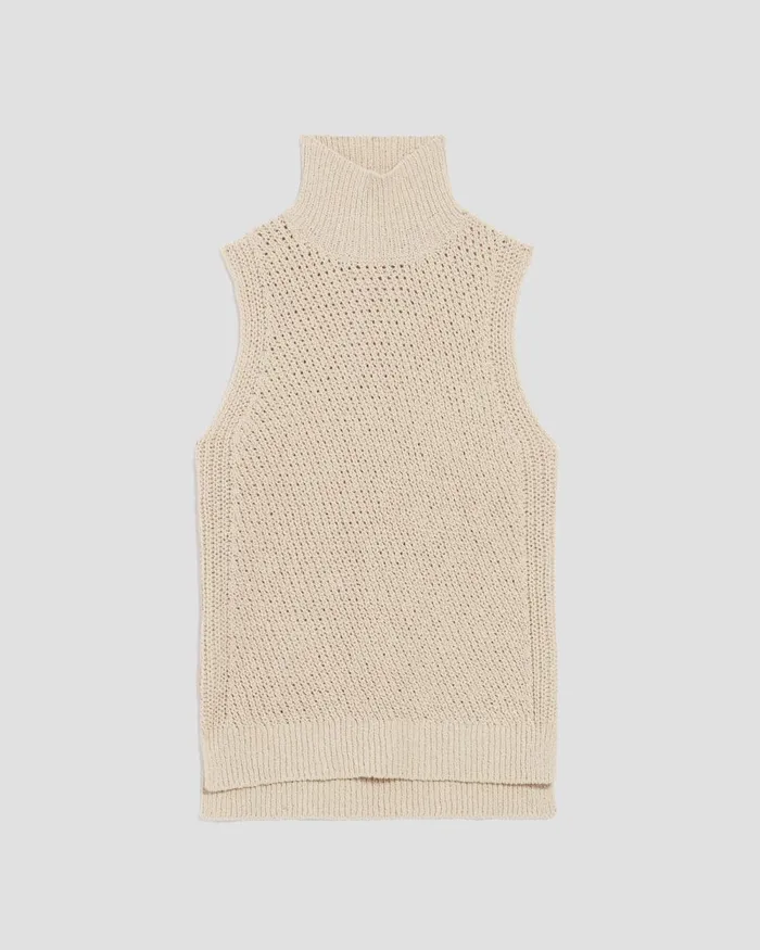 Women Sleeveless Jumper Oyester Gray Comptoir Des Cotonniers Knit