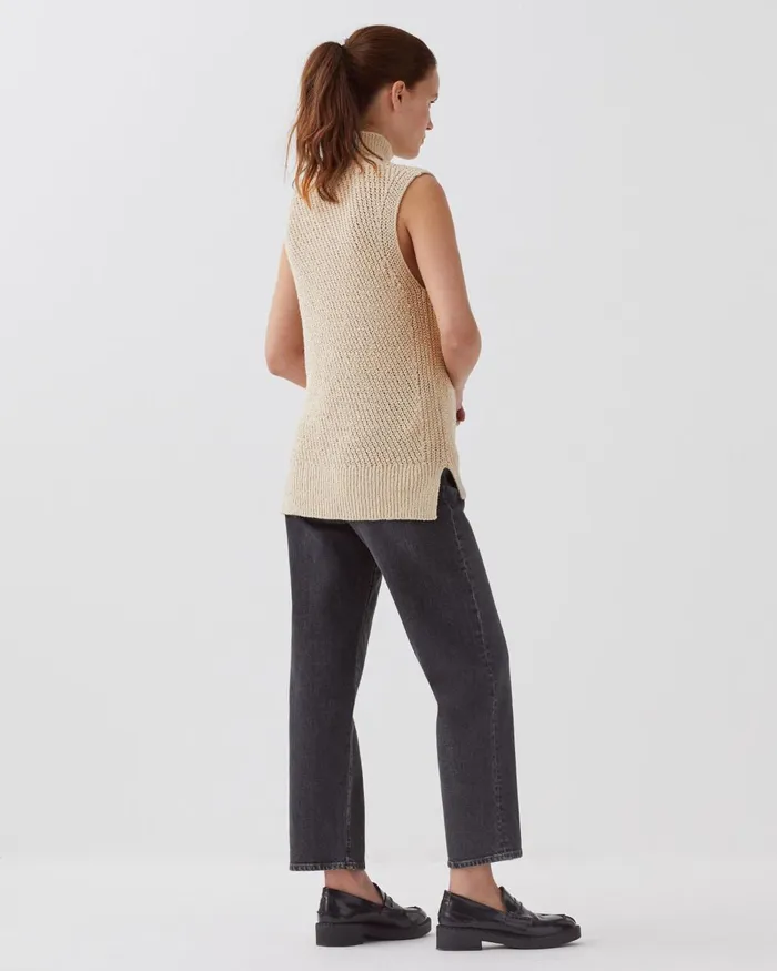 Women Sleeveless Jumper Oyester Gray Comptoir Des Cotonniers Knit