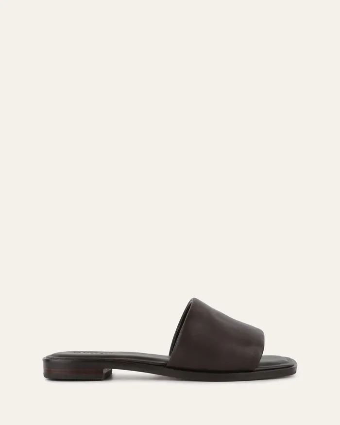 Women SLIDES jomercer Picasso flat slide cacao leather