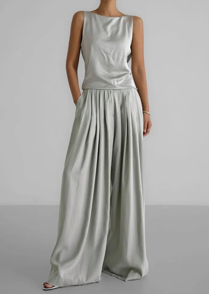 Women Sloane Wide Leg Trousers 8211 Grey The Frankie Shop Bottoms
