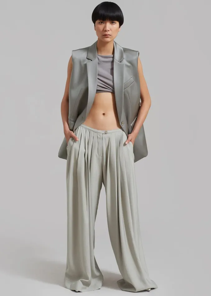 Women Sloane Wide Leg Trousers 8211 Grey The Frankie Shop Bottoms