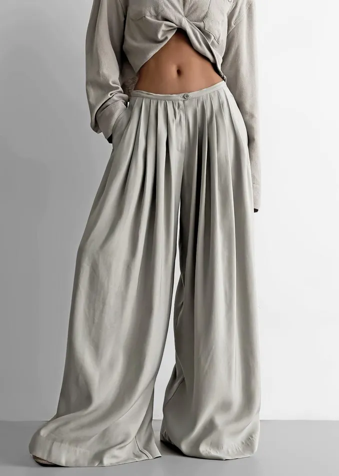 Women Sloane Wide Leg Trousers 8211 Grey The Frankie Shop Bottoms