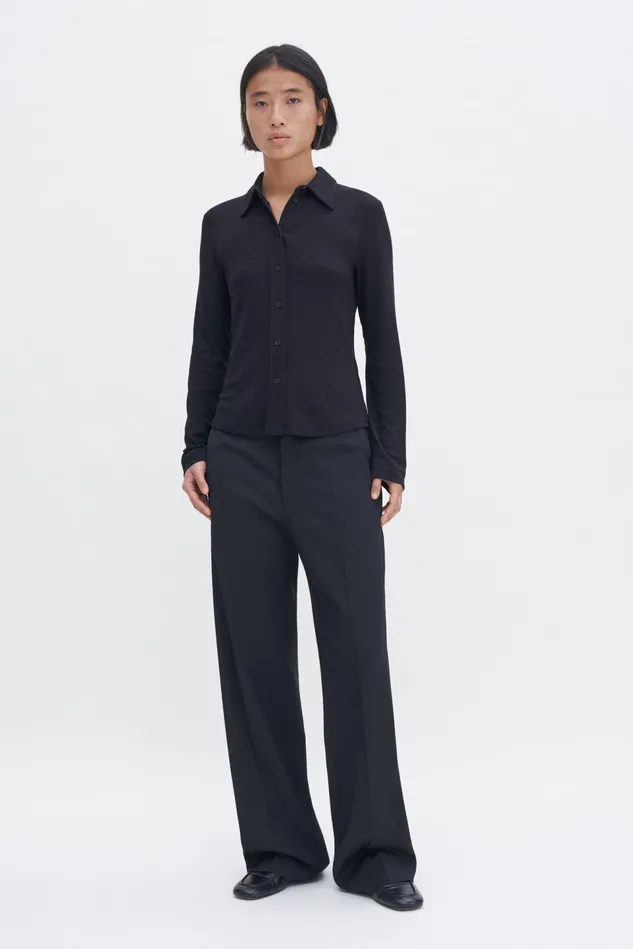 Women Soft Rib Shirt Black Filippa K Tops