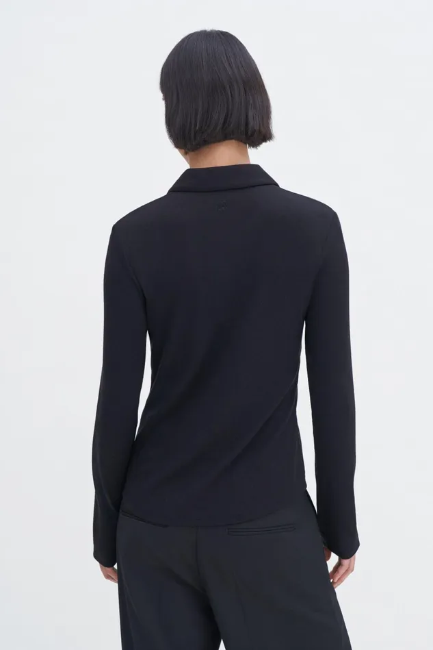 Women Soft Rib Shirt Black Filippa K Tops