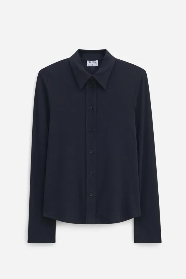 Women Soft Rib Shirt Black Filippa K Tops