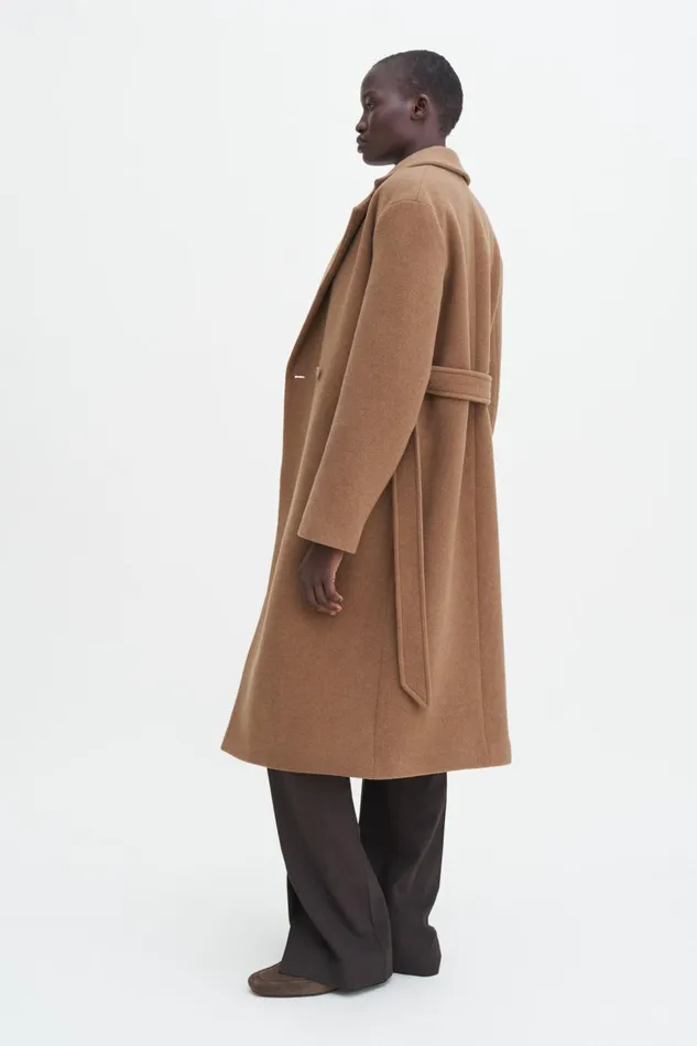 Women Soft Wool Belted Coat Light Brown Filippa K Outerwear