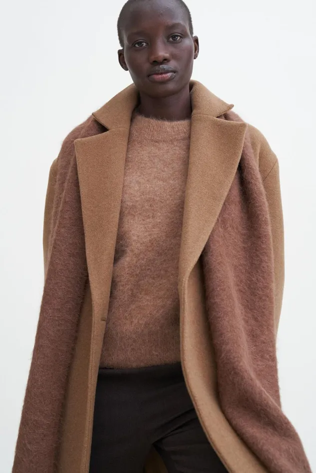Women Soft Wool Belted Coat Light Brown Filippa K Outerwear