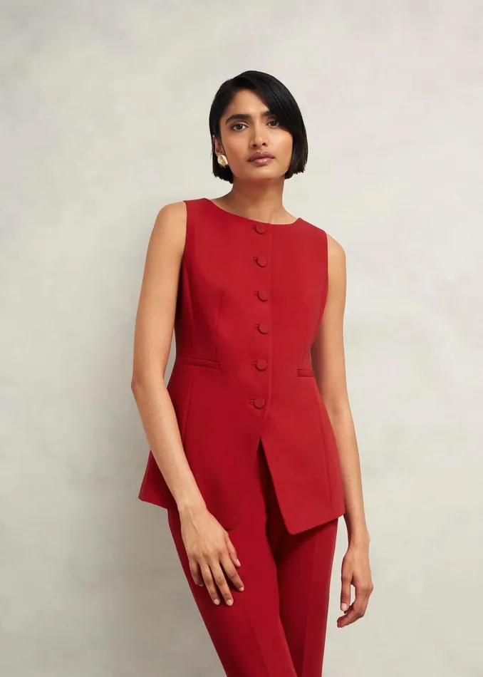 Women Suits and CoOrds Hobbs Nova Waistcoat Pomegranate Red