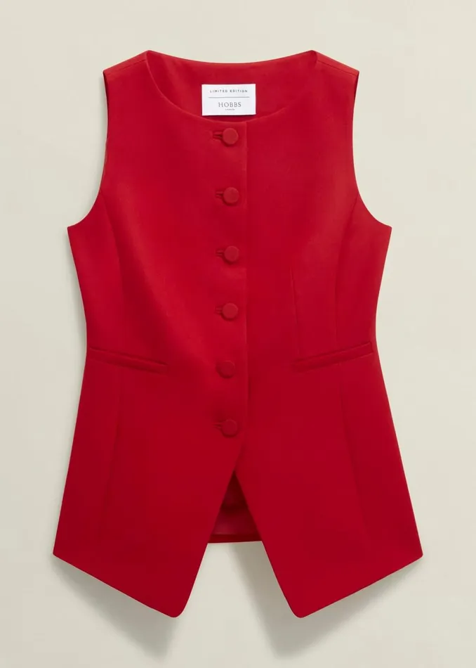 Women Suits and CoOrds Hobbs Nova Waistcoat Pomegranate Red