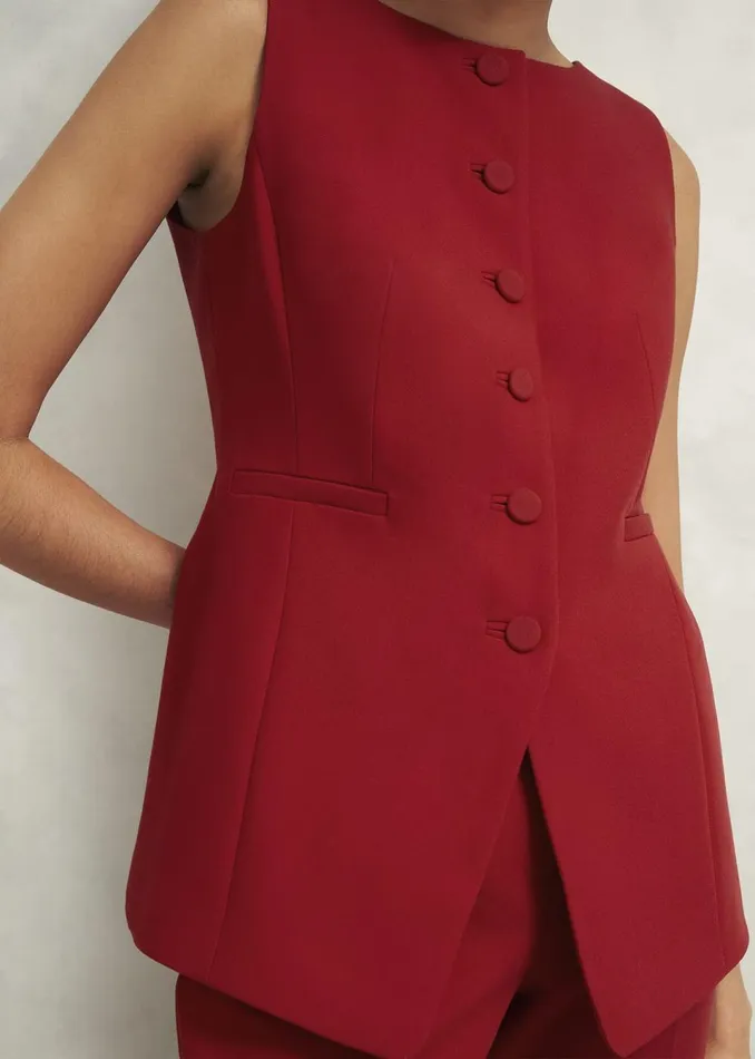 Women Suits and CoOrds Hobbs Nova Waistcoat Pomegranate Red
