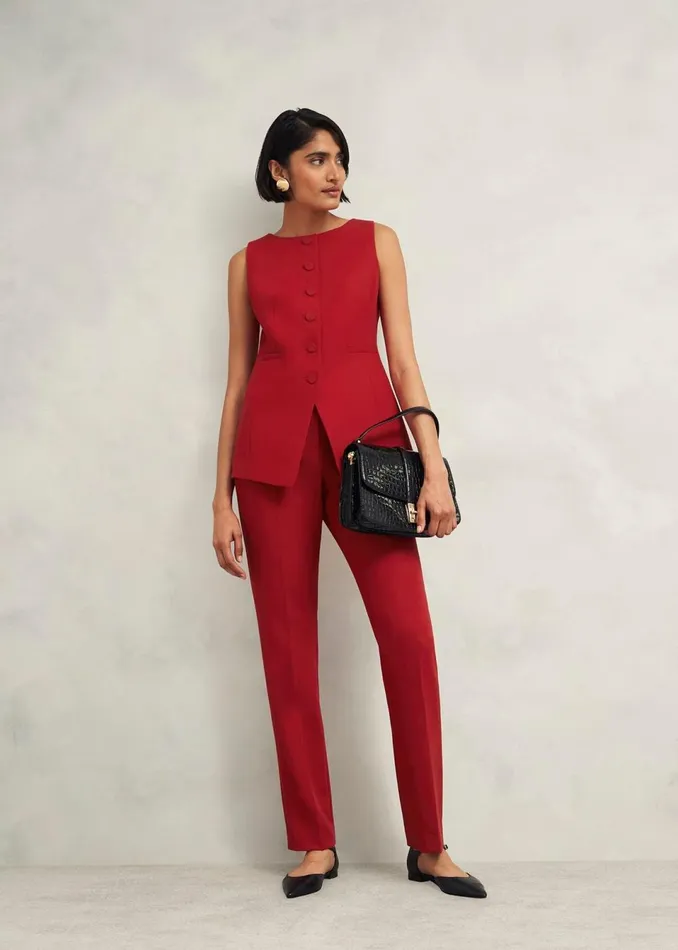 Women Suits and CoOrds Hobbs Nova Waistcoat Pomegranate Red