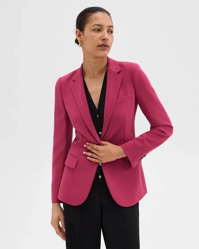 Women Suits Theory Staple Blazer In Admiral Crepe Deep Rose