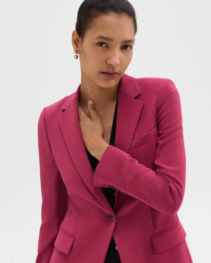 Women Suits Theory Staple Blazer In Admiral Crepe Deep Rose