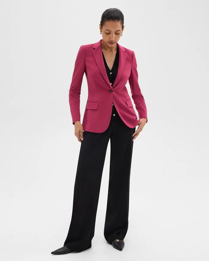 Women Suits Theory Staple Blazer In Admiral Crepe Deep Rose