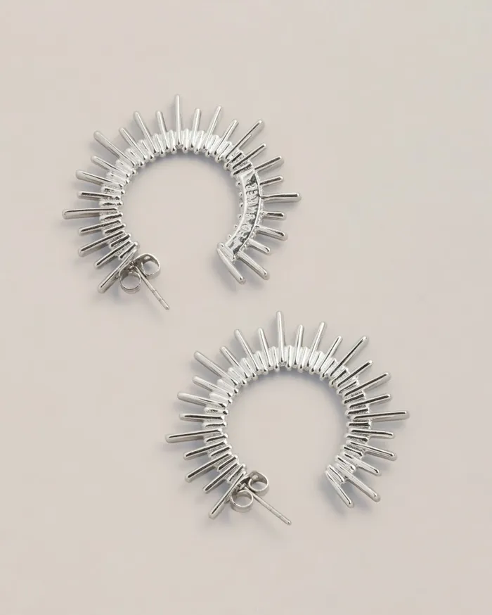 Women SUNRRIA 8211 Sunray Large Hoop Earrings Silver Colour Ted Baker Jewellery