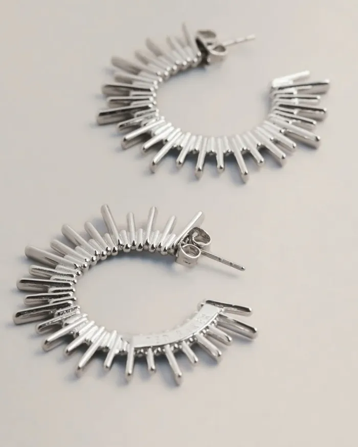 Women SUNRRIA 8211 Sunray Large Hoop Earrings Silver Colour Ted Baker Jewellery