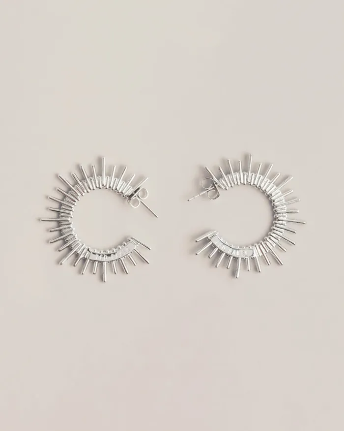 Women SUNRRIA 8211 Sunray Large Hoop Earrings Silver Colour Ted Baker Jewellery