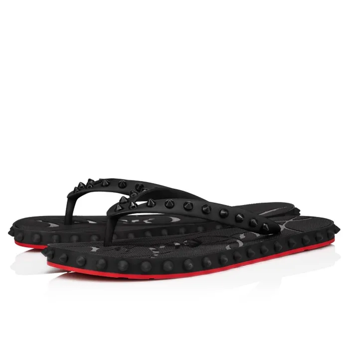 Women Super Loubi Flip Thongs 8211 Rubber 8211 Black Christian Louboutin Flats and Loafers Women Super Loubi Flip Thongs 8211 Rubber 8211 Black Christian Louboutin Flats and Loafers