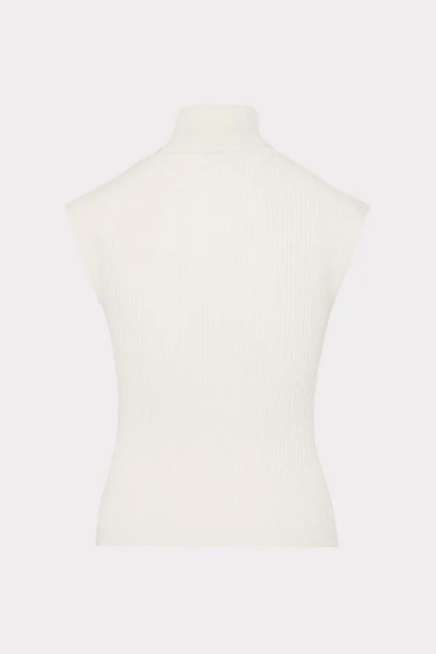 Women Sweaters and Knits Milly Kinley Sleeveless Turtleneck Top Ecru