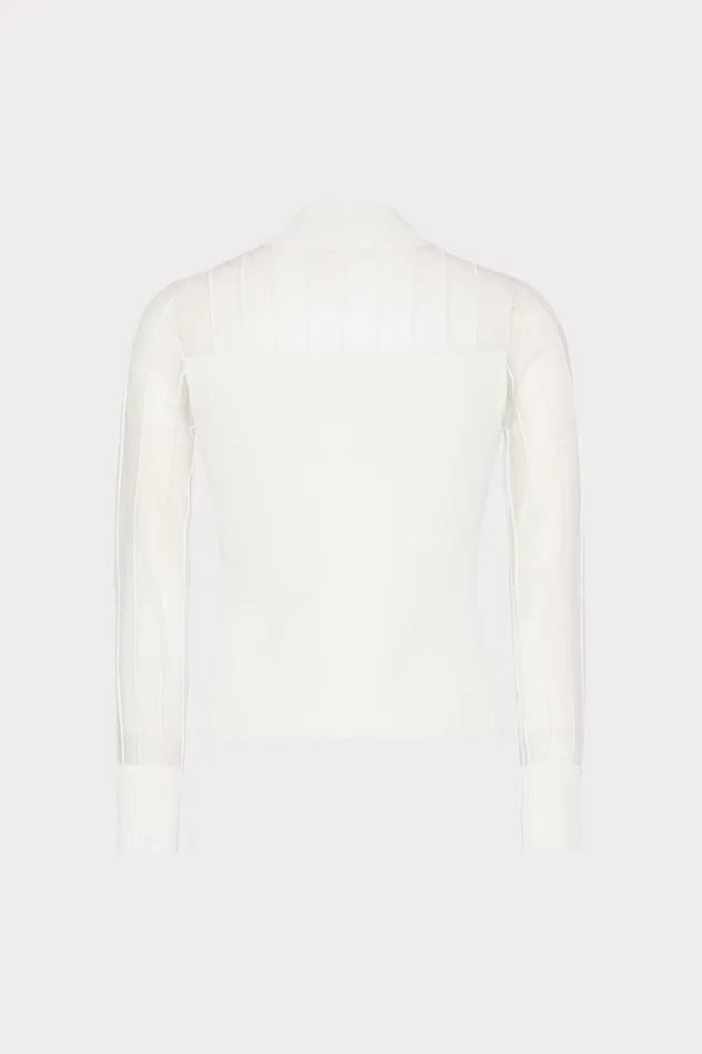 Women Sweaters and Knits Milly Krissy Sheer Knit Mockneck Top Ecru Women Sweaters and Knits Milly Krissy Sheer Knit Mockneck Top Ecru