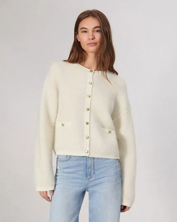 Women Sweaters and Sweatshirts Rag and Bone Kaia Boucle Cardigan Ivory
