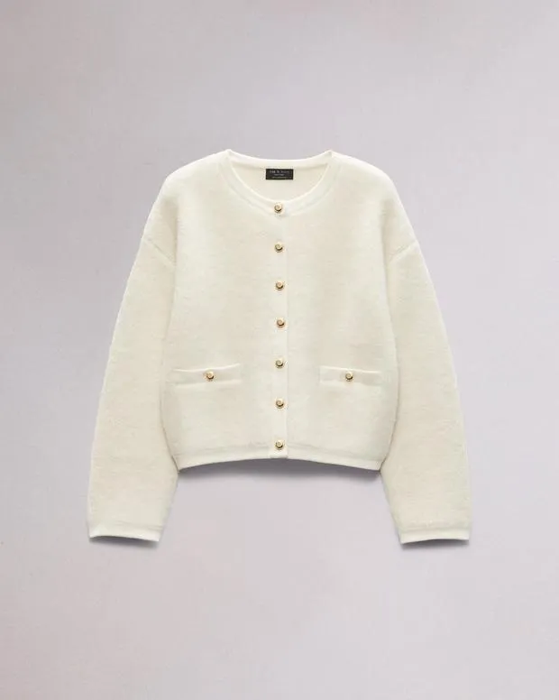 Women Sweaters and Sweatshirts Rag and Bone Kaia Boucle Cardigan Ivory