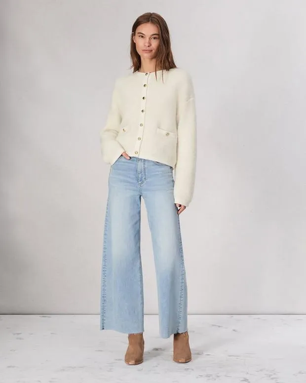 Women Sweaters and Sweatshirts Rag and Bone Kaia Boucle Cardigan Ivory