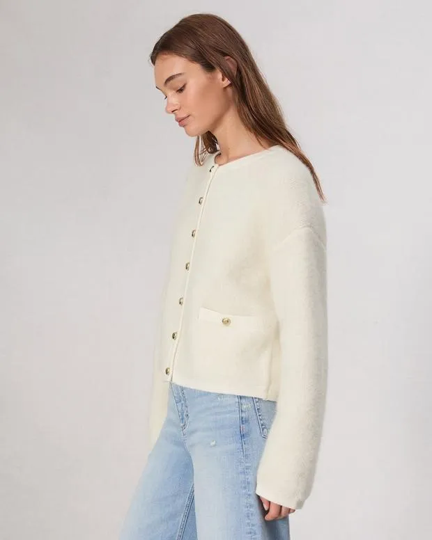 Women Sweaters and Sweatshirts Rag and Bone Kaia Boucle Cardigan Ivory