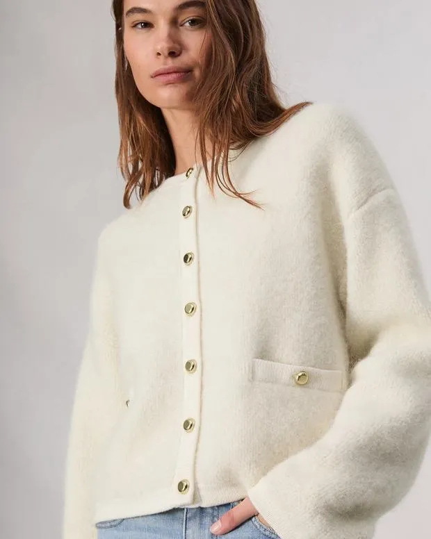 Women Sweaters and Sweatshirts Rag and Bone Kaia Boucle Cardigan Ivory