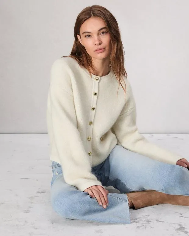 Women Sweaters and Sweatshirts Rag and Bone Kaia Boucle Cardigan Ivory
