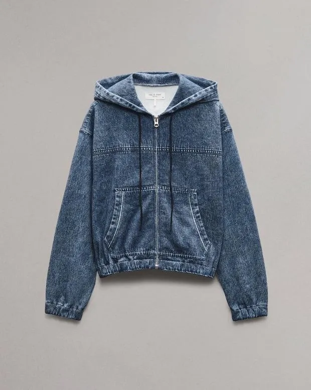 Women Sweaters and Sweatshirts Rag and Bone Miramar Fleece Davina Hoodie Cotton Fleece Topaz