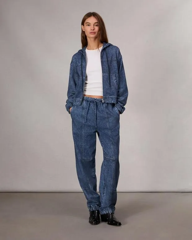 Women Sweaters and Sweatshirts Rag and Bone Miramar Fleece Davina Hoodie Cotton Fleece Topaz