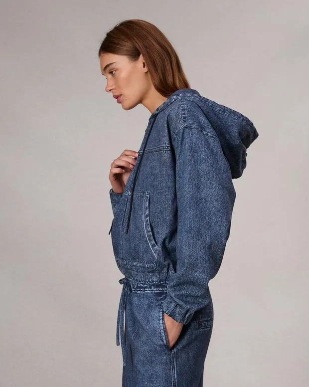 Women Sweaters and Sweatshirts Rag and Bone Miramar Fleece Davina Hoodie Cotton Fleece Topaz