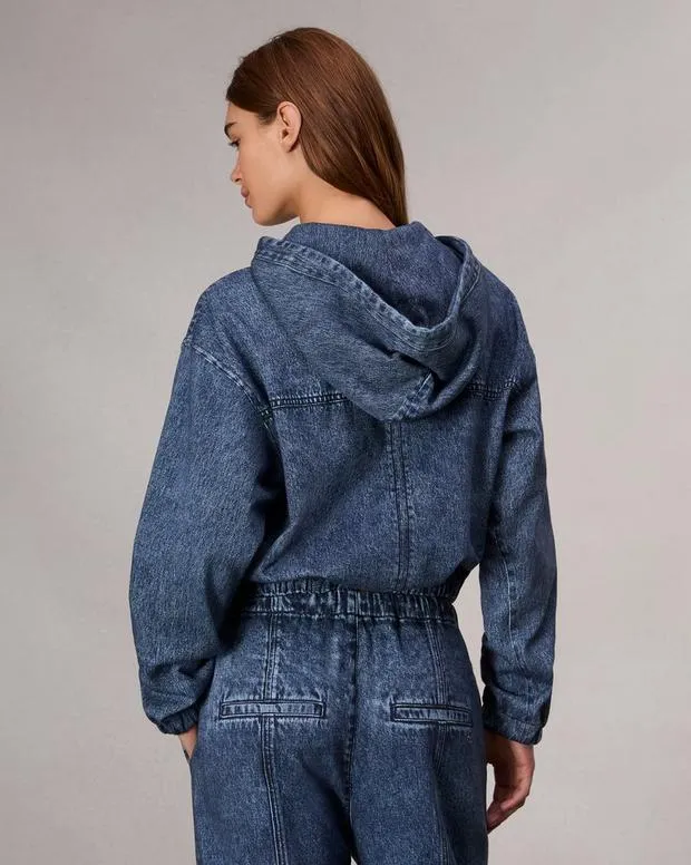 Women Sweaters and Sweatshirts Rag and Bone Miramar Fleece Davina Hoodie Cotton Fleece Topaz