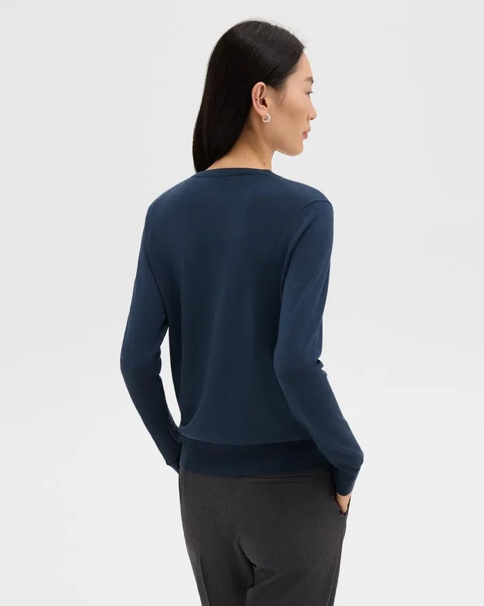Women Sweaters Cardigans Theory Crewneck Sweater In Regal Wool Ash Blue