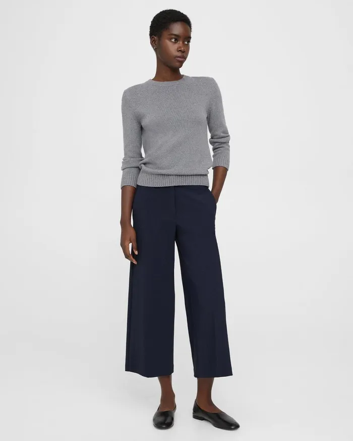 Women Sweaters Cardigans Theory Shrunken Crewneck Sweater In CottonCashmere Husky