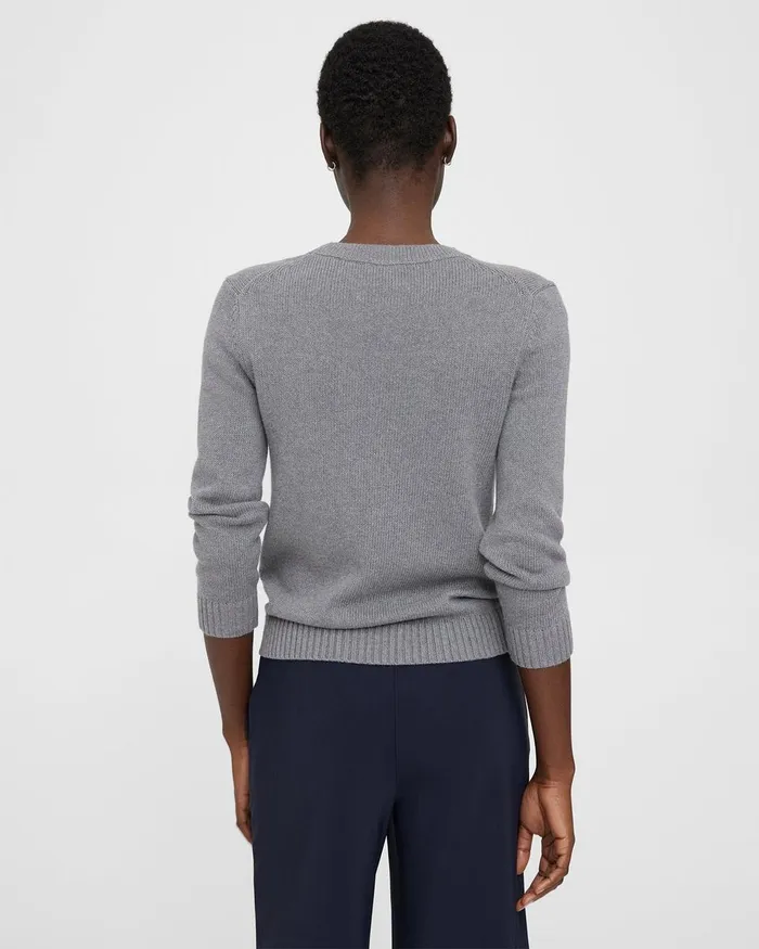 Women Sweaters Cardigans Theory Shrunken Crewneck Sweater In CottonCashmere Husky