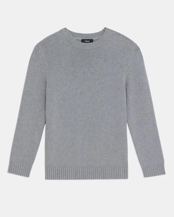 Women Sweaters Cardigans Theory Shrunken Crewneck Sweater In CottonCashmere Husky