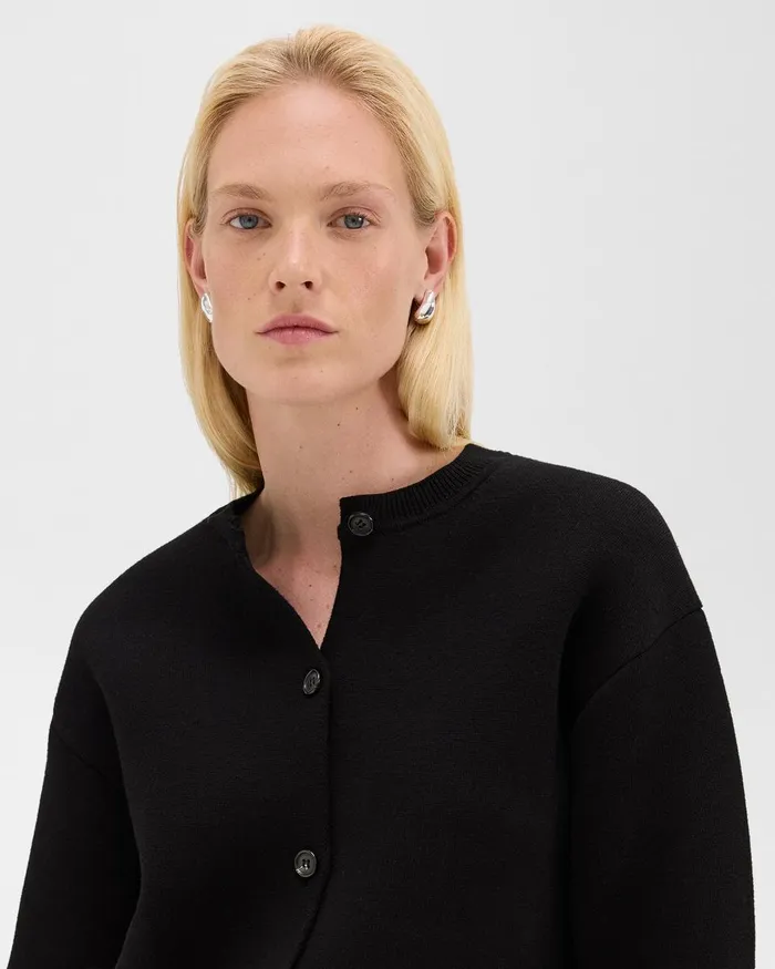 Women Sweaters Cardigans Theory Structured Cardigan In Cotton Black