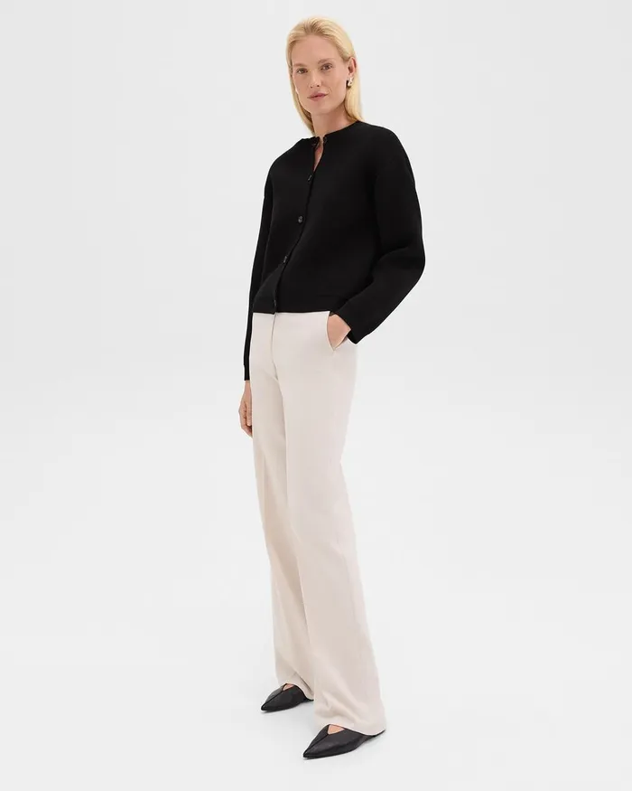 Women Sweaters Cardigans Theory Structured Cardigan In Cotton Black