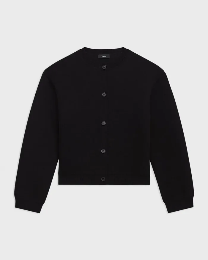 Women Sweaters Cardigans Theory Structured Cardigan In Cotton Black