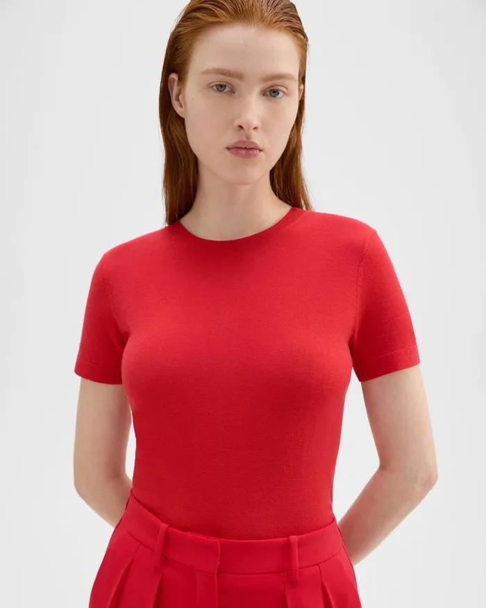 Women Sweaters Cardigans Theory Sweater Tee In Regal Wool Geranium