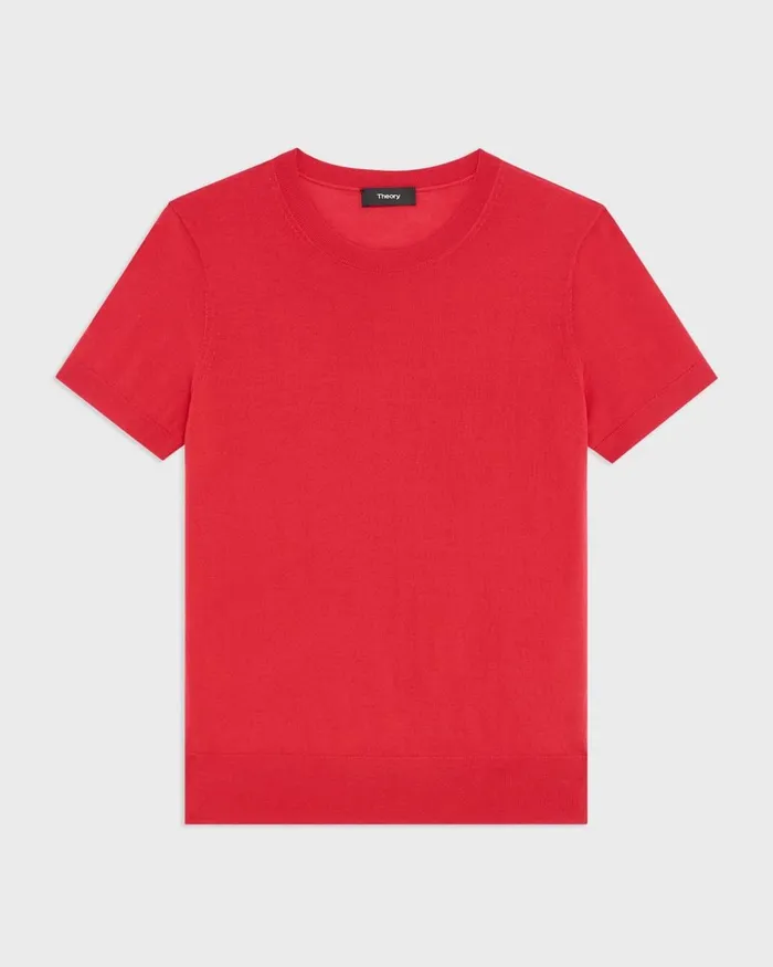 Women Sweaters Cardigans Theory Sweater Tee In Regal Wool Geranium