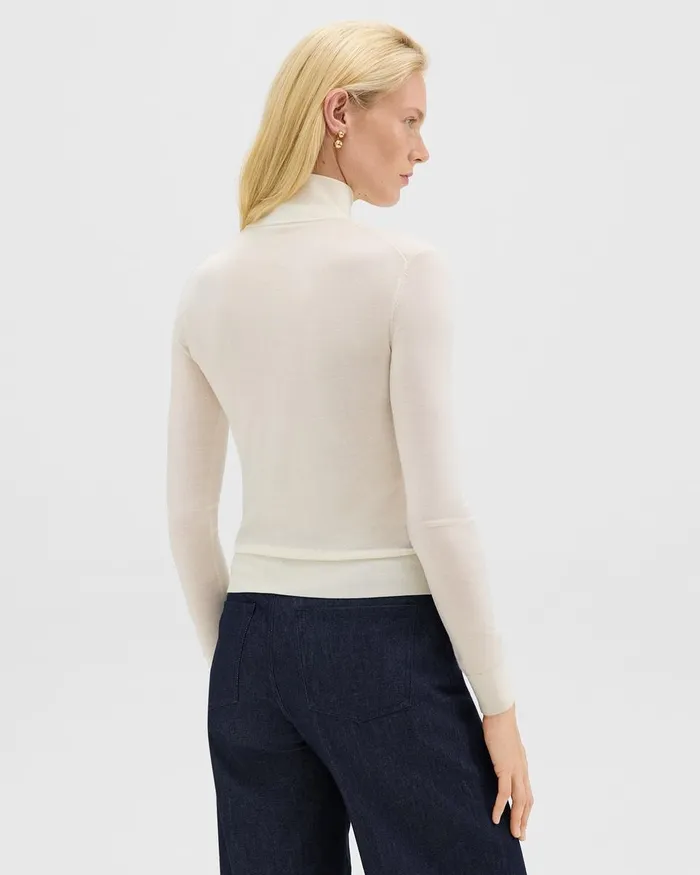 Women Sweaters Cardigans Theory Turtleneck Sweater In Regal Wool New Ivory