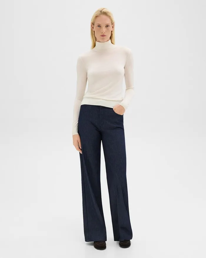 Women Sweaters Cardigans Theory Turtleneck Sweater In Regal Wool New Ivory