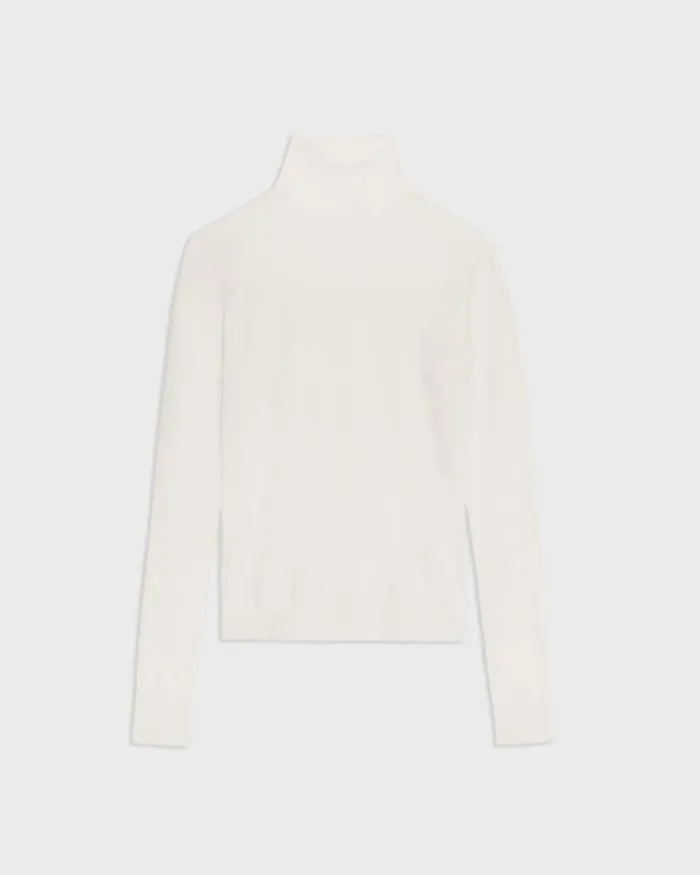 Women Sweaters Cardigans Theory Turtleneck Sweater In Regal Wool New Ivory